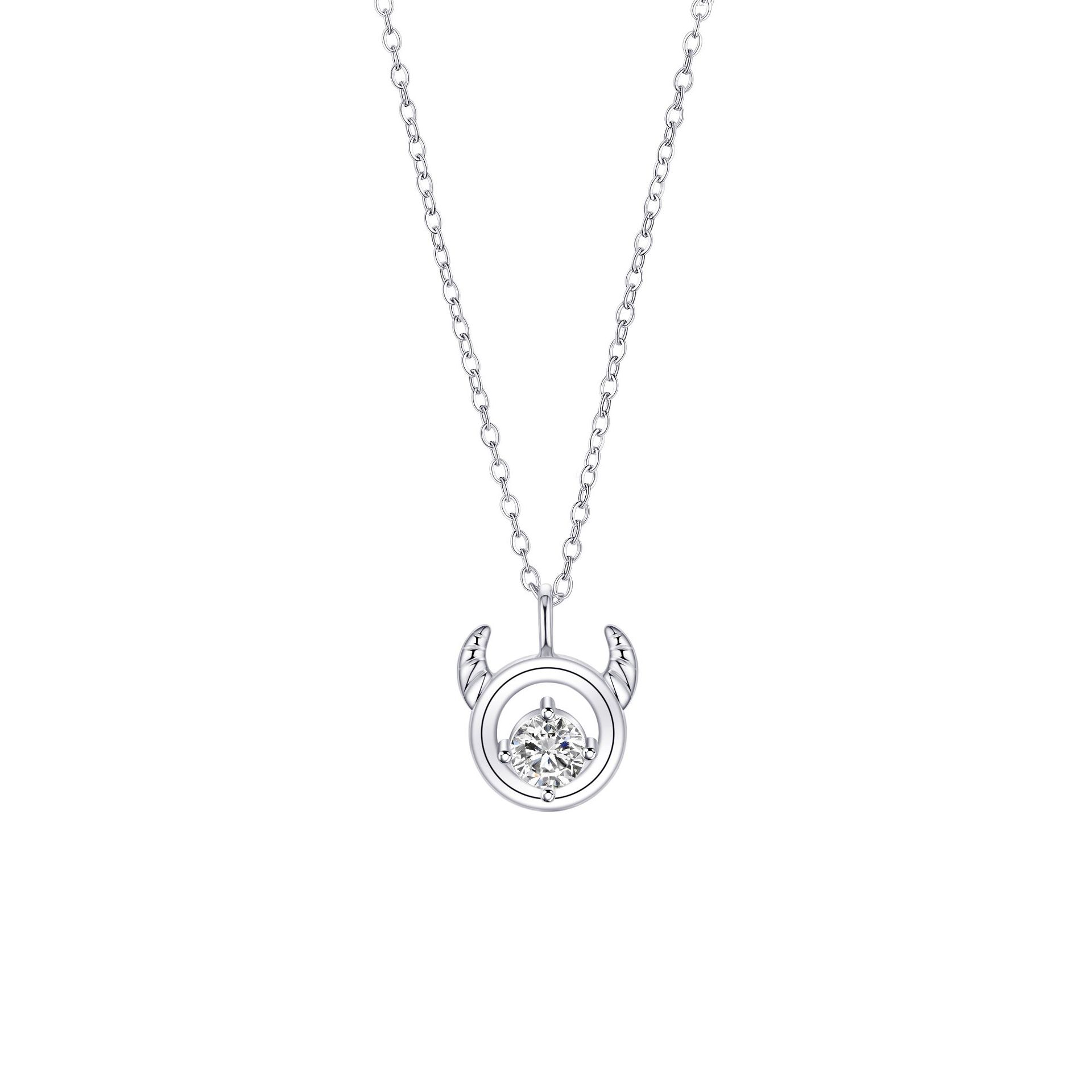 12 Constellation Pendant Necklace, Stainless Steel Zodiac Sign Clavicle Chain