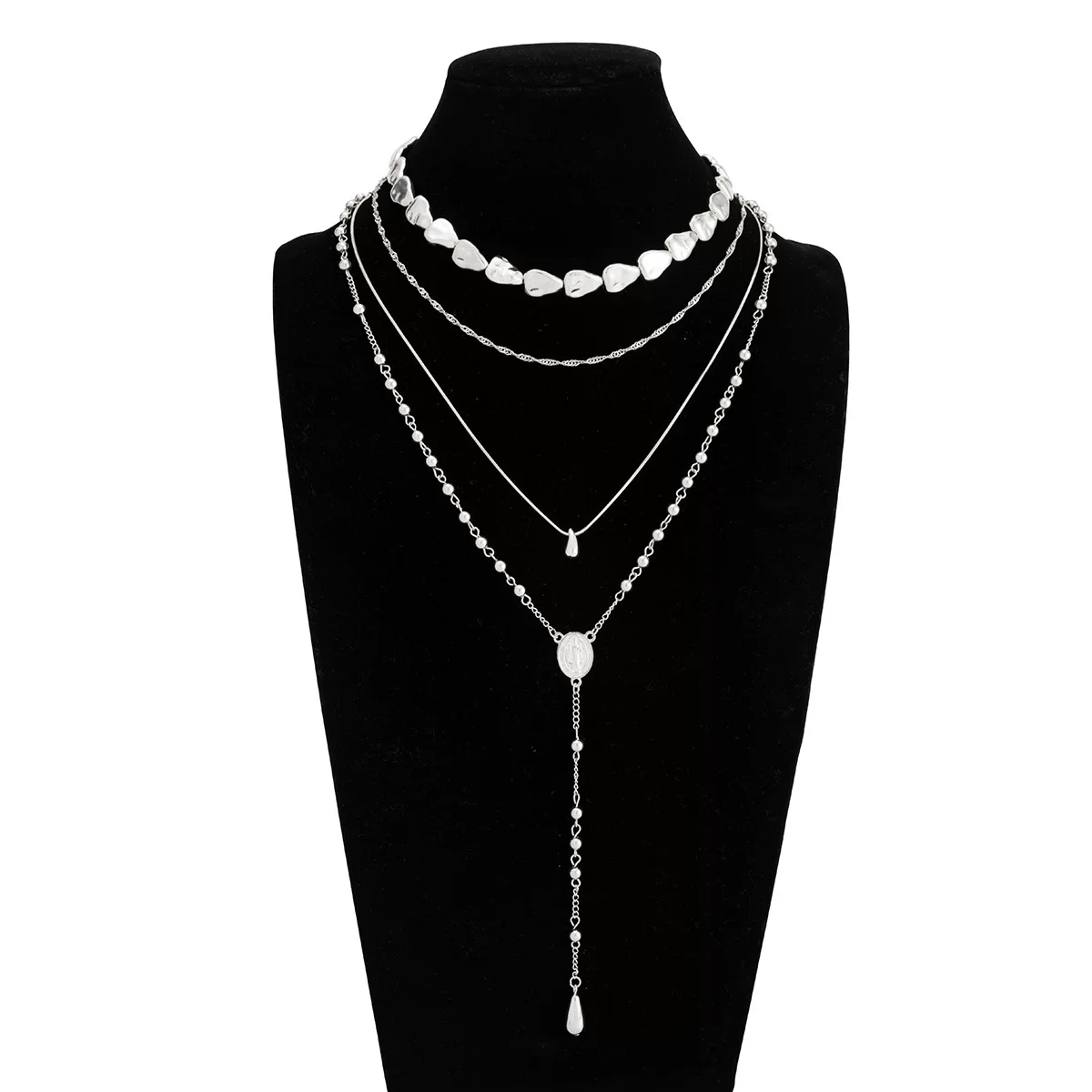 Irregular Gold Multi-Layer Necklace Set | Stackable Choker & Long Sweater Chain