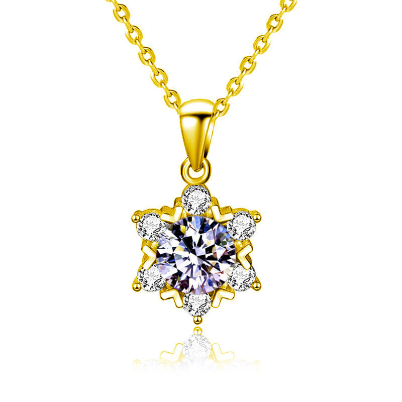 Moissanite Snowflake Necklace | S925 Sterling Silver Dainty Clavicle Chain