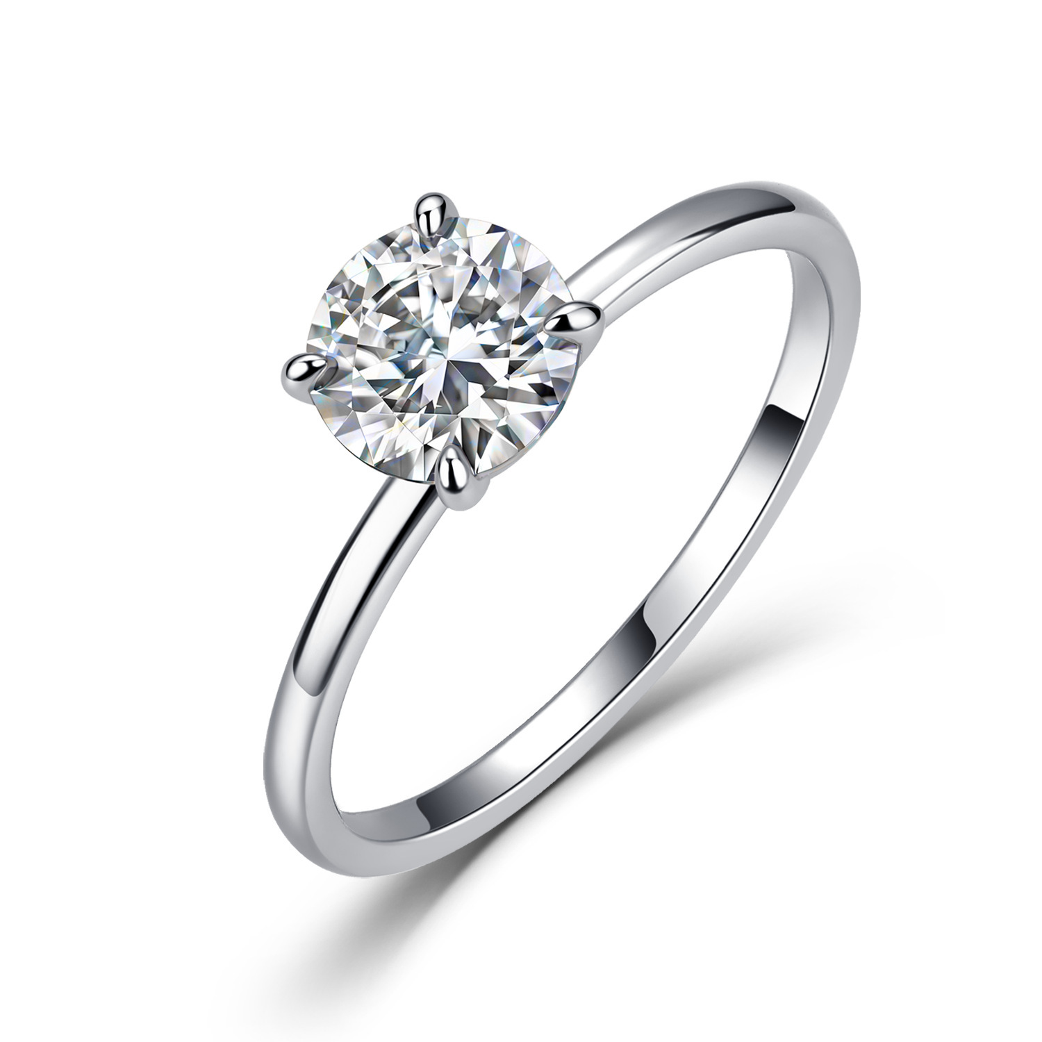 S925 Silver 4-Prong Solitaire Moissanite Ring