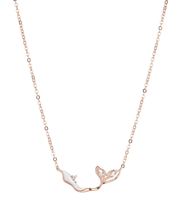 S925 Sterling Silver "Rest of My Life" Mermaid Tail Necklace | Romantic CZ Accent Collar Necklace Gift for Her