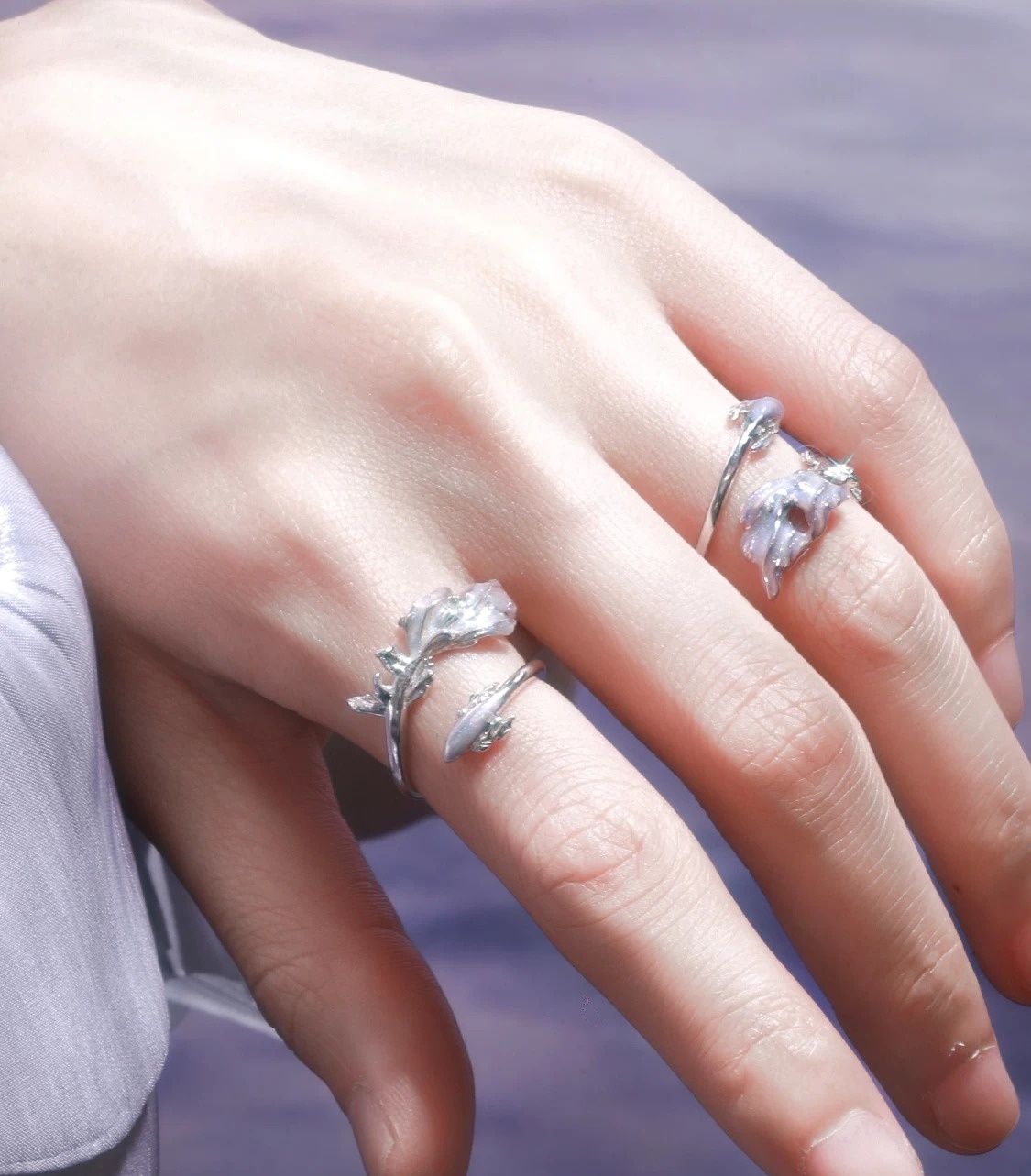 925 Sterling Silver Gradient Enamel Fish Open Ring | Original Niche Luxury Adjustable Statement Ring (2 Colors)