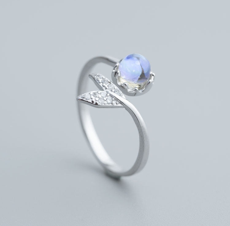 S925 Sterling Silver Mermaid Tail Tear Glaze Ring | Dainty CZ Inlaid Adjustable Aesthetic Ring for Women