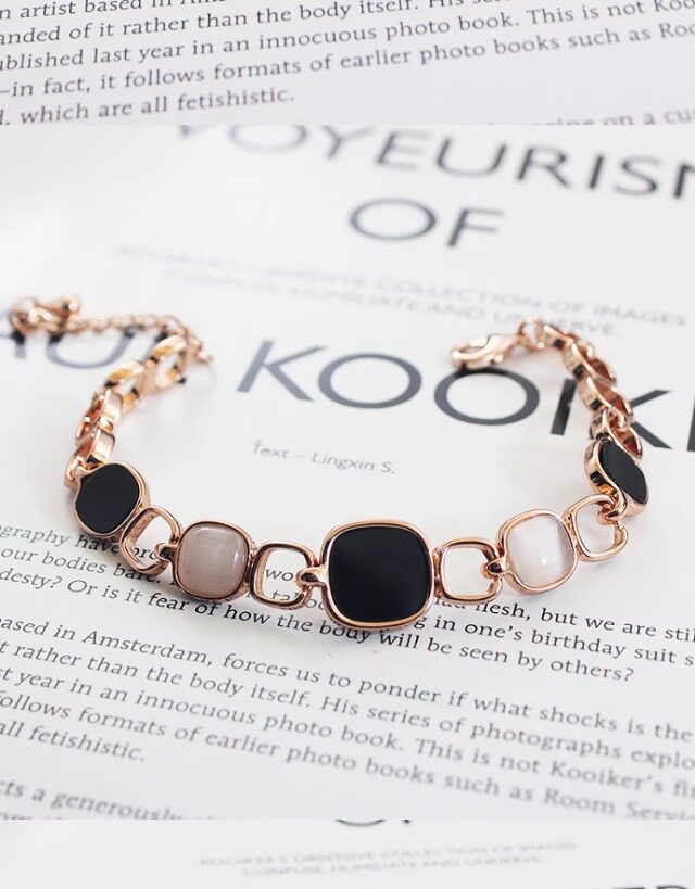 Geometric Rhombus Cat's Eye Bracelet | Designer Minimalist Stone Bracelet for Women