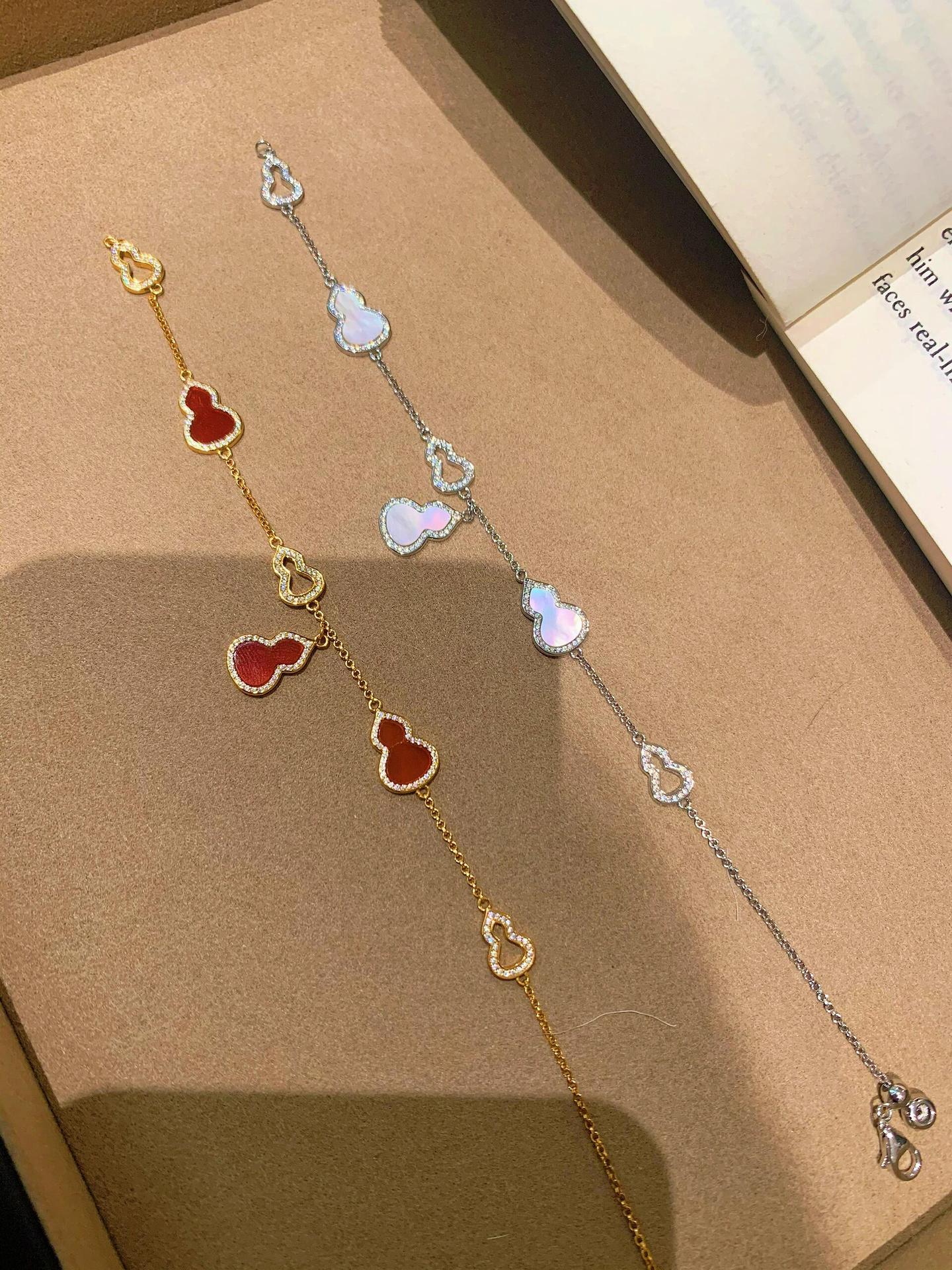 S925 Sterling Silver Fortune Gourd Charm Bracelet | Red Agate & Mother of Pearl Luck Bracelet for Women