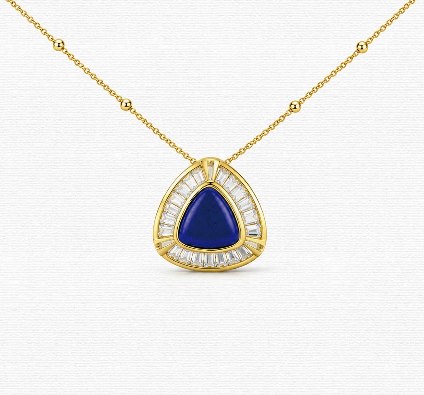 Natural Lapis Lazuli Triangle Pendant Necklace | Designer K-Gold Light Luxury Minimalist Necklace
