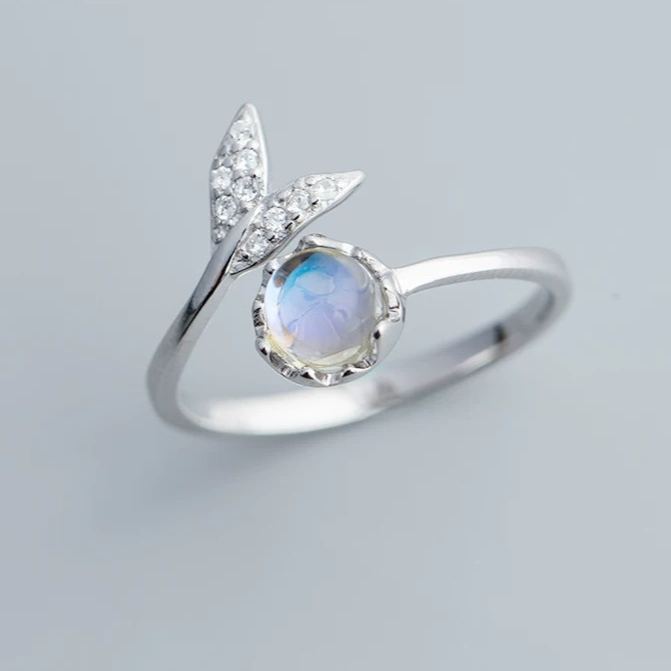 S925 Sterling Silver Mermaid Tail Tear Glaze Ring | Dainty CZ Inlaid Adjustable Aesthetic Ring for Women