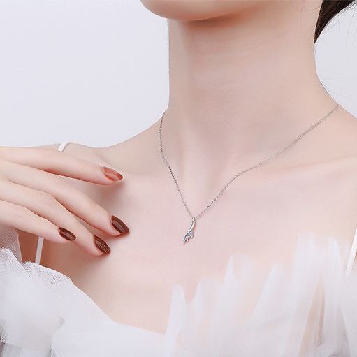 S925 Sterling Silver Dolphin Mermaid Tail Collar Necklace | Minimalist Modern Romantic Fish Pendant Necklace for Women