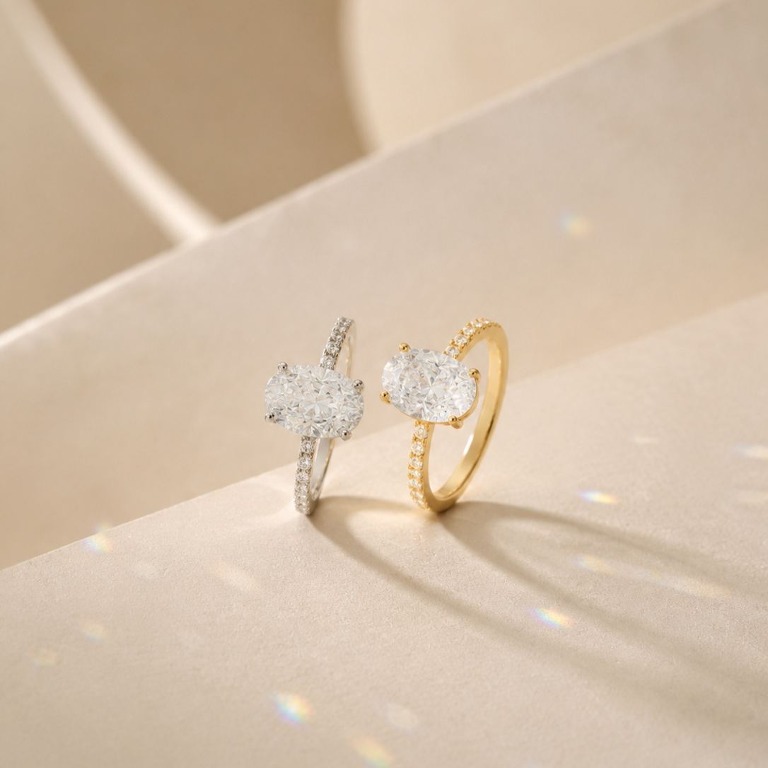 4.5CT Oval Cut Moissanite Engagement Ring for
