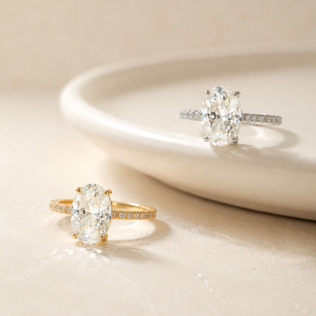 4.5CT Oval Cut Moissanite Engagement Ring for
