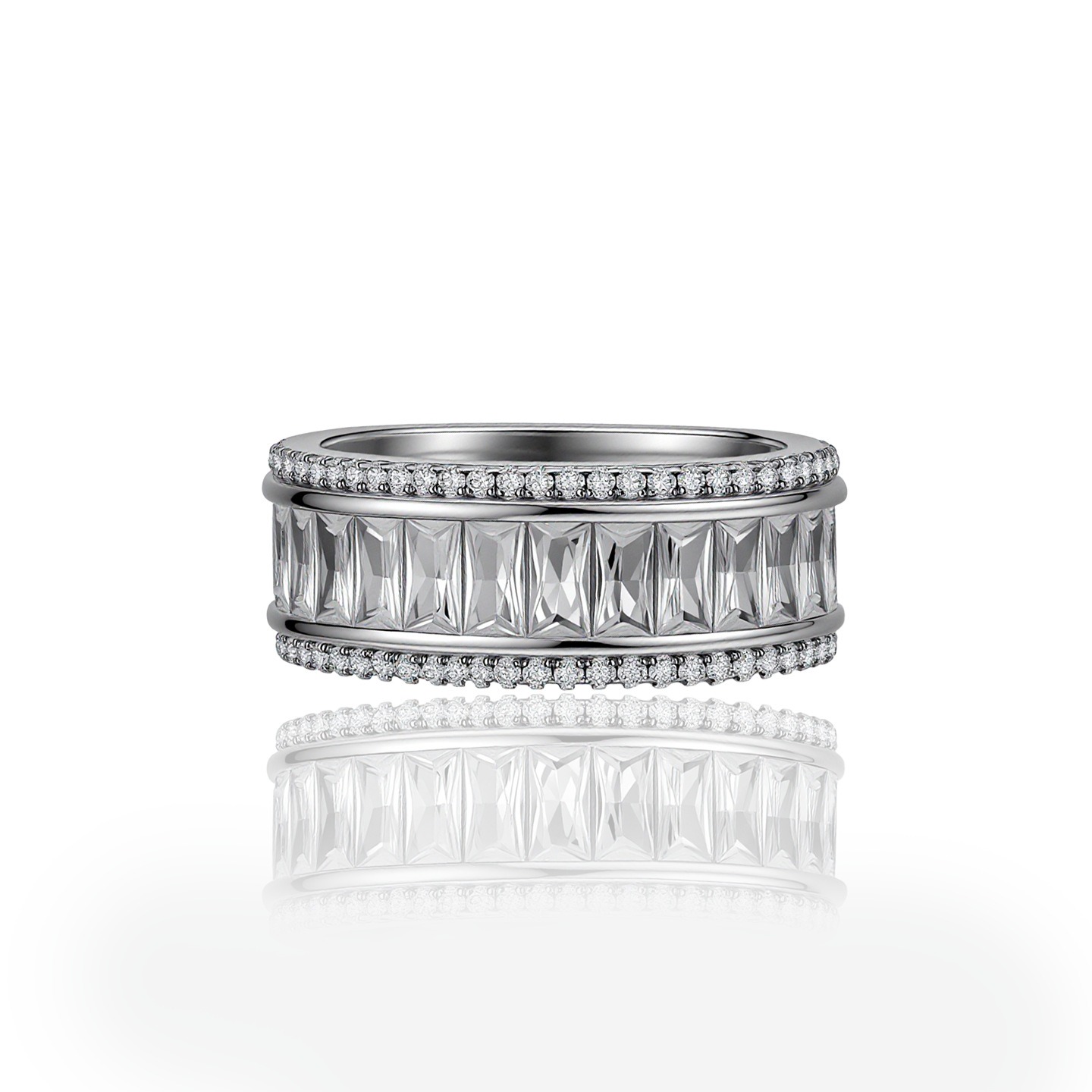 S925 Sterling Silver Triple-Row Wide Band Ring