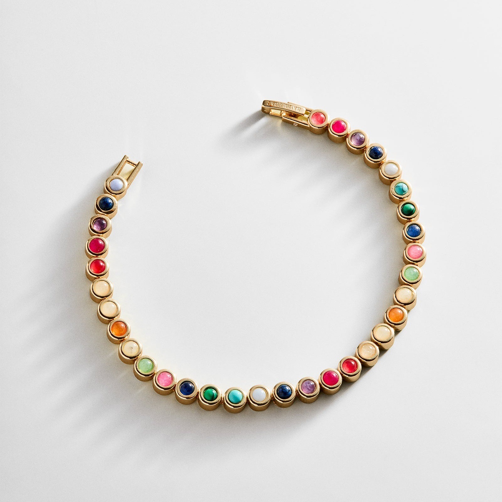 Eternal Radiance 14K Gold Plated Bezel-Set Gemstone Bracelet