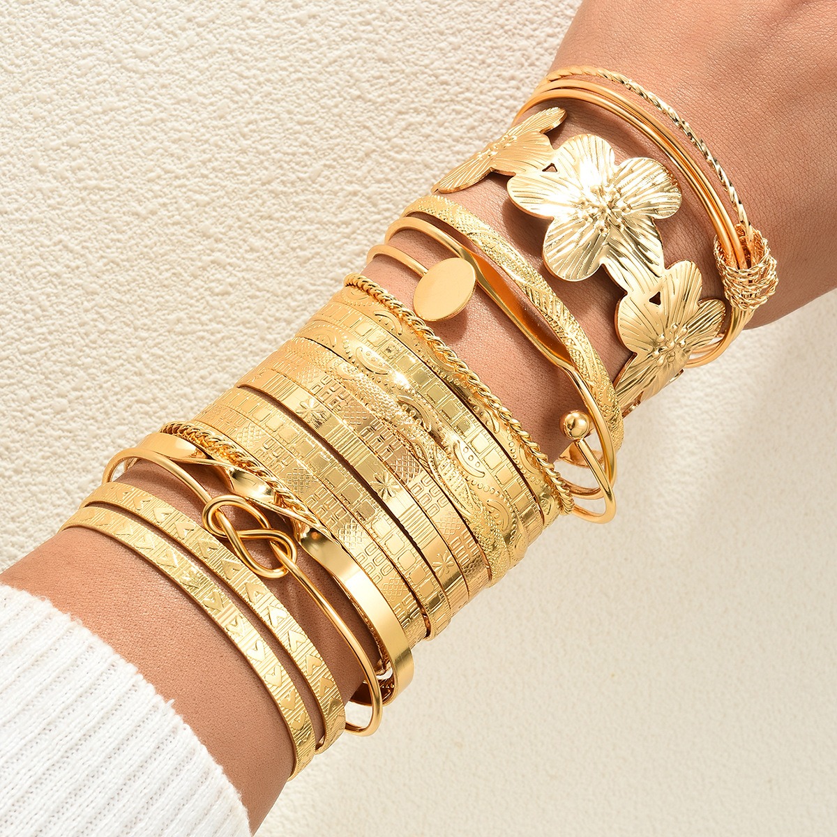 Golden Era 14K Gold Plated Multi-Layered Bracelet Stacking Set