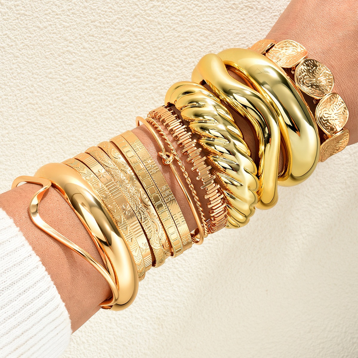Golden Era 14K Gold Plated Multi-Layered Bracelet Stacking Set