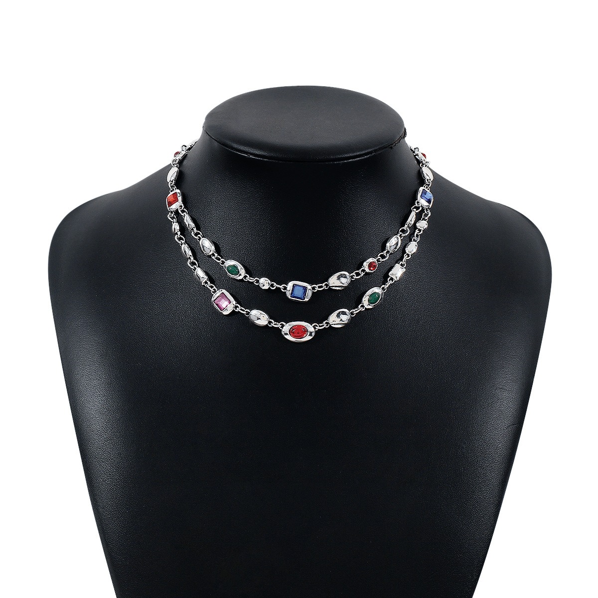 18K Gold S925 Silver Vintage Bezel-Set Gemstone Turquoise Necklace Bracelet Series