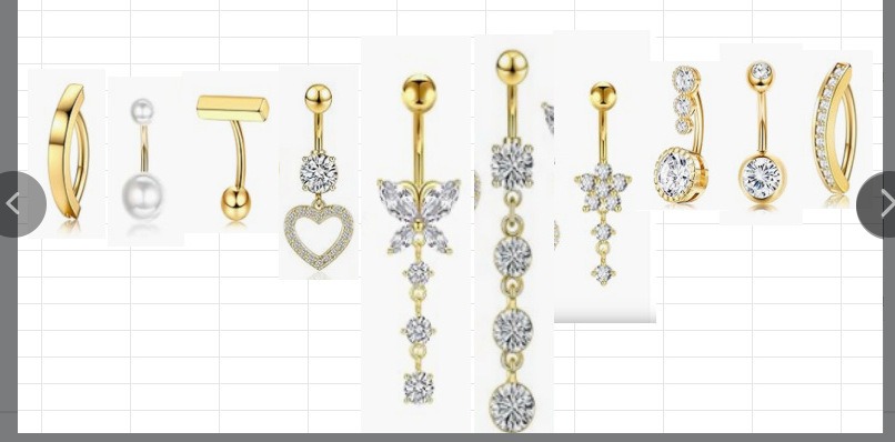 14K Gold S925 Silver Sparkling Belly Button Ring Sets