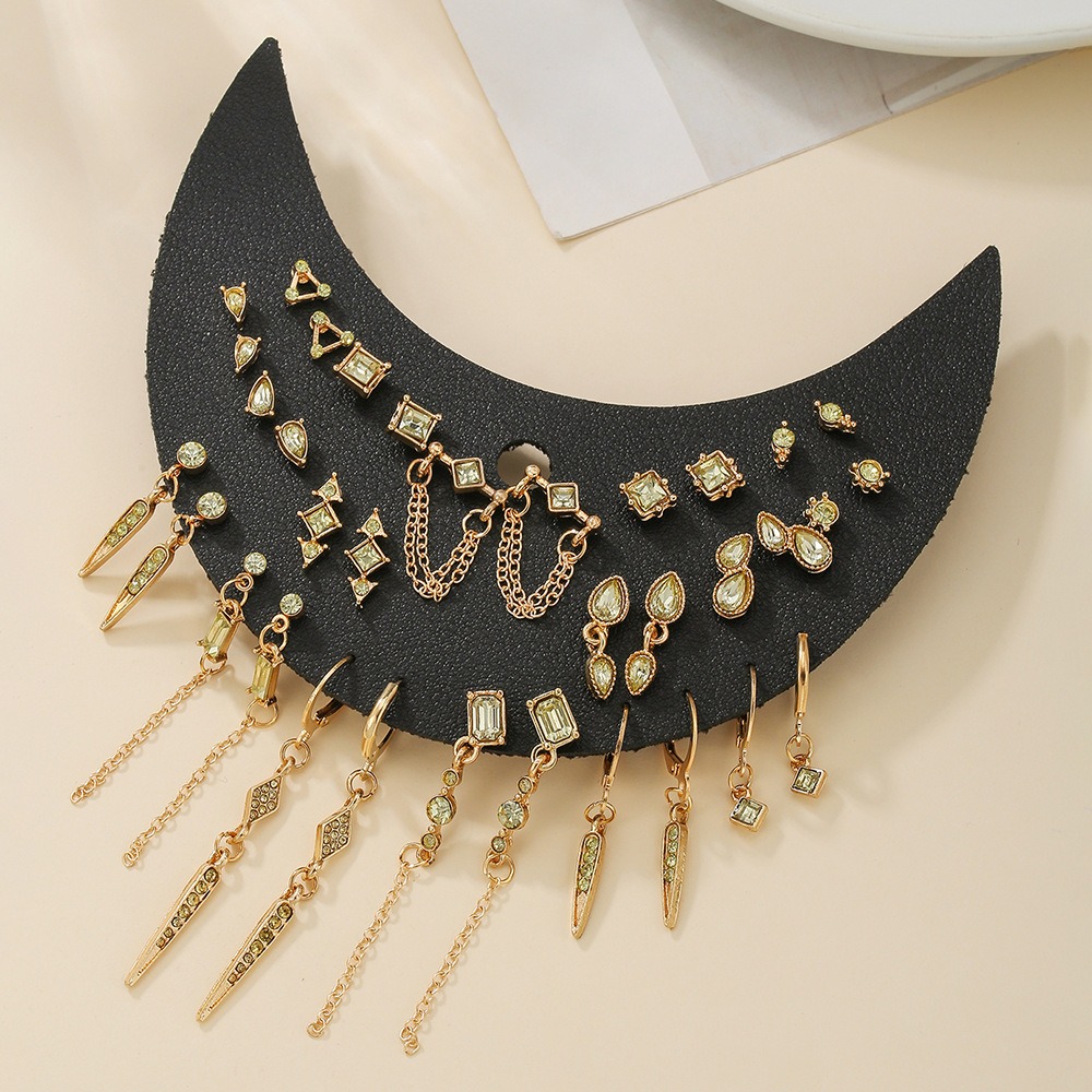 Crescent Color Geometric Tassel Multi-Piece Earring Set