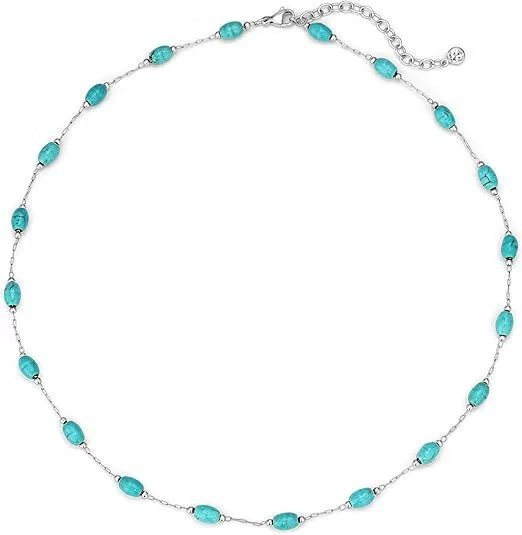 18K Gold / S925 Silver Natural Turquoise Necklace Bracelet Set
