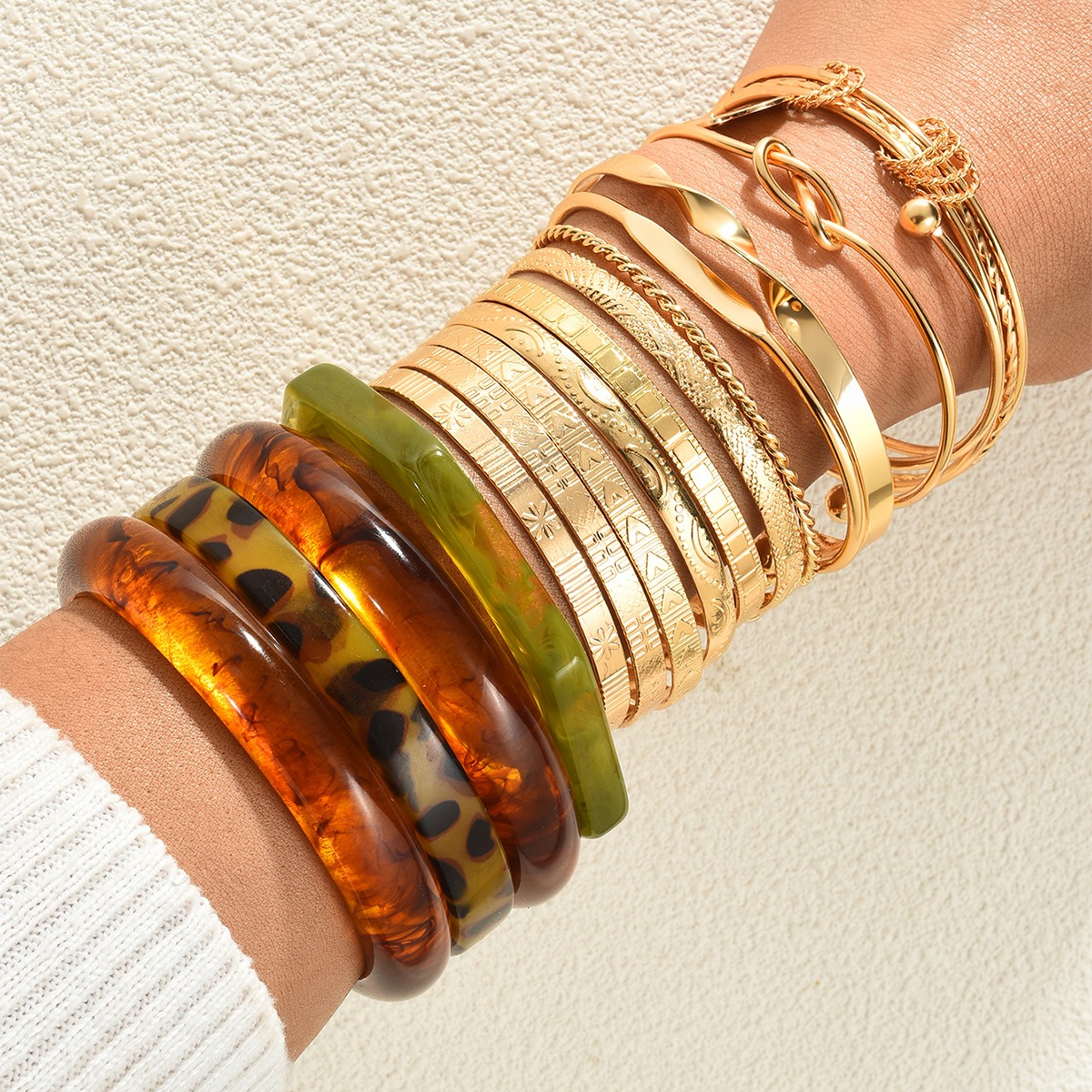 Golden Era 14K Gold Plated Multi-Layered Bracelet Stacking Set
