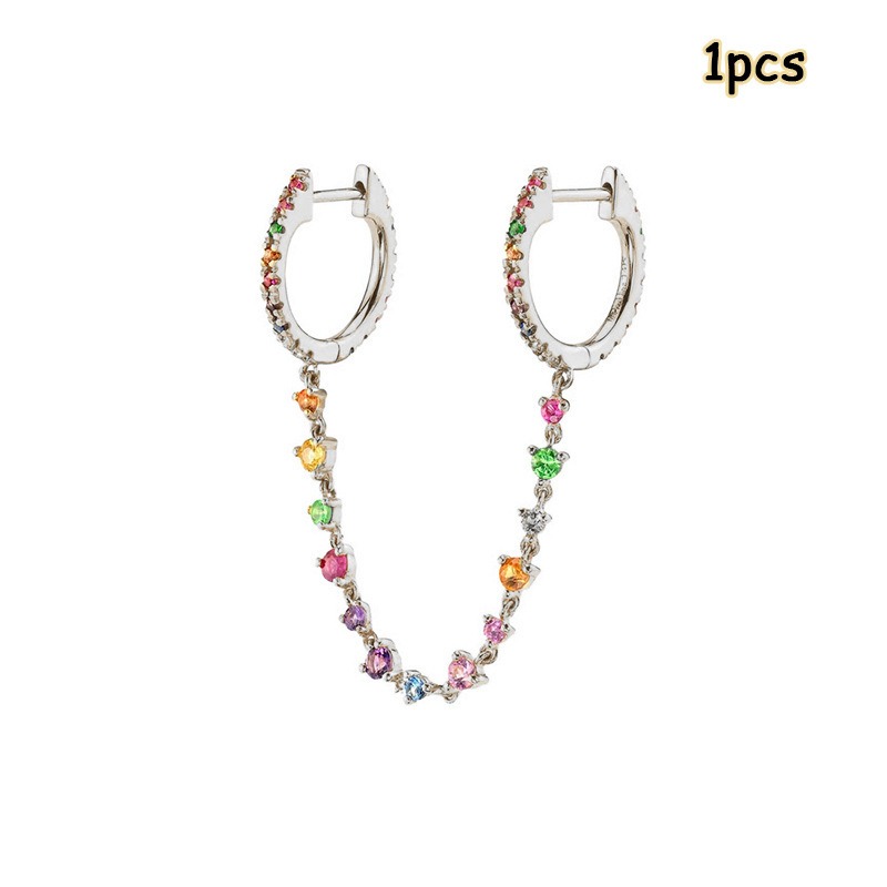 Rainbow Dopamine 14K Gold S925 Silver Colorful Gemstone Stacking Earrings Set