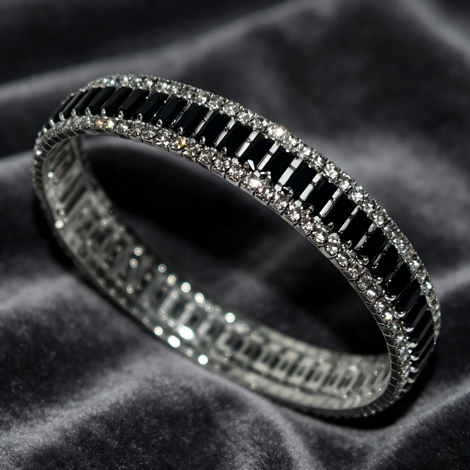 Starlight Rhythm Geometric Pavé Open Cuff Bracelet