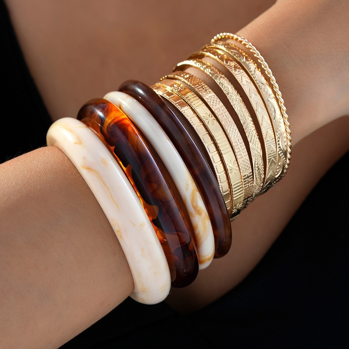 Golden Era 14K Gold Plated Multi-Layered Bracelet Stacking Set