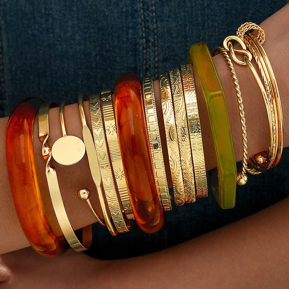 Golden Era 14K Gold Plated Multi-Layered Bracelet Stacking Set