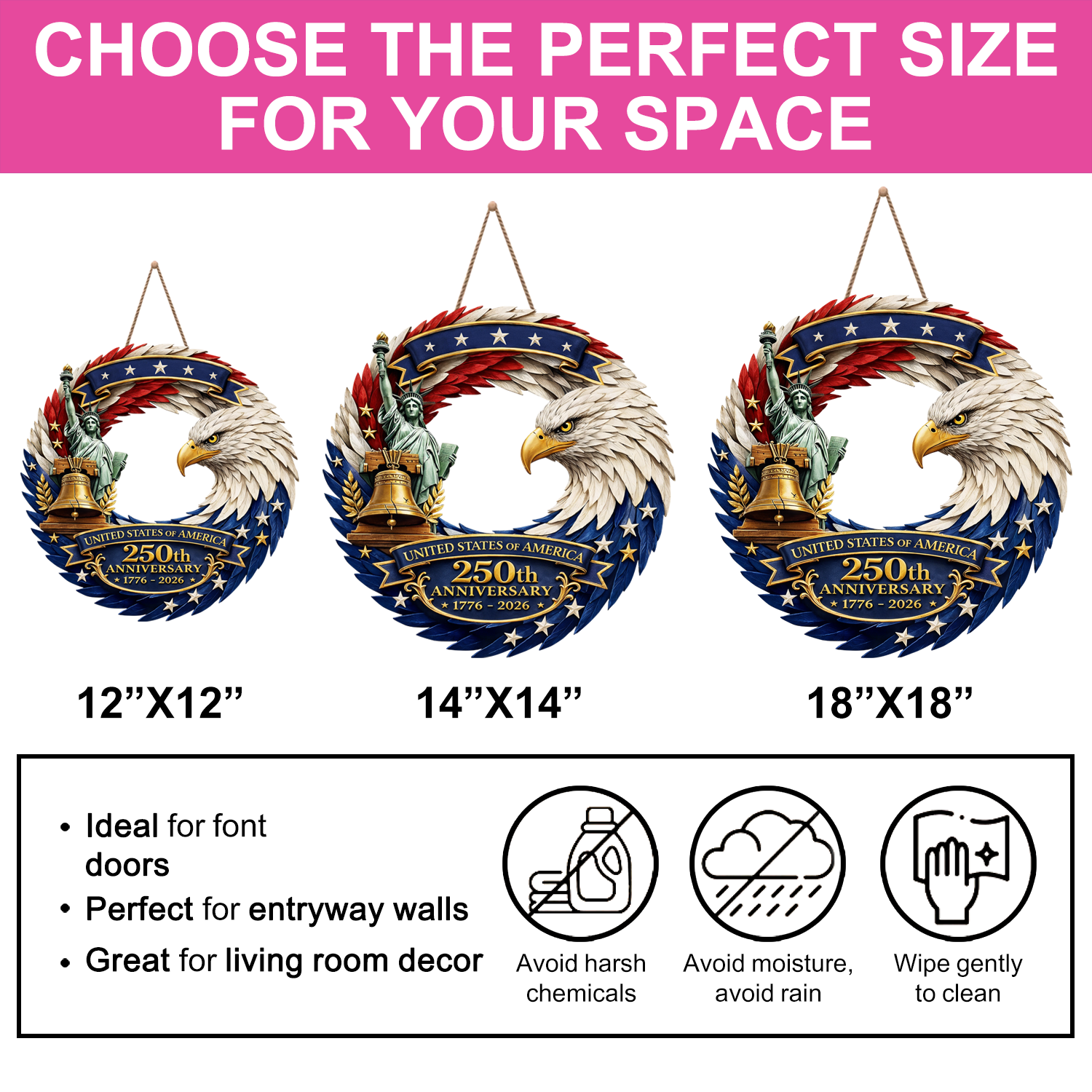 Custom Shape Doorsign Custom Door Sign - America 250th Anniversary Gifts For Mom, Dad, Brother, Sister, Kids - Bald Eagle Patriotic AGC0VL101