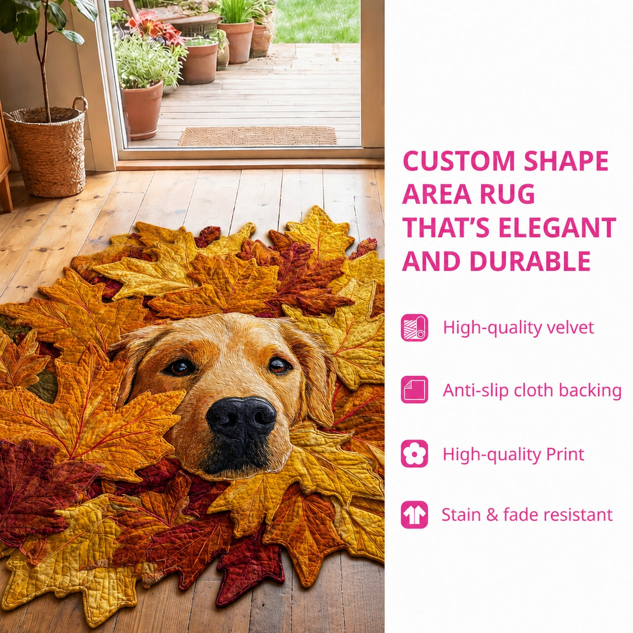 Golden Leaf Napper Custom Shape Area Rug NCU0PVL871