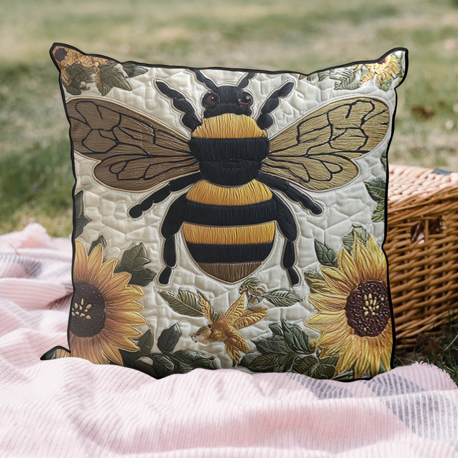 Bee Bright Quilted Pillow Case NCU0TH2998