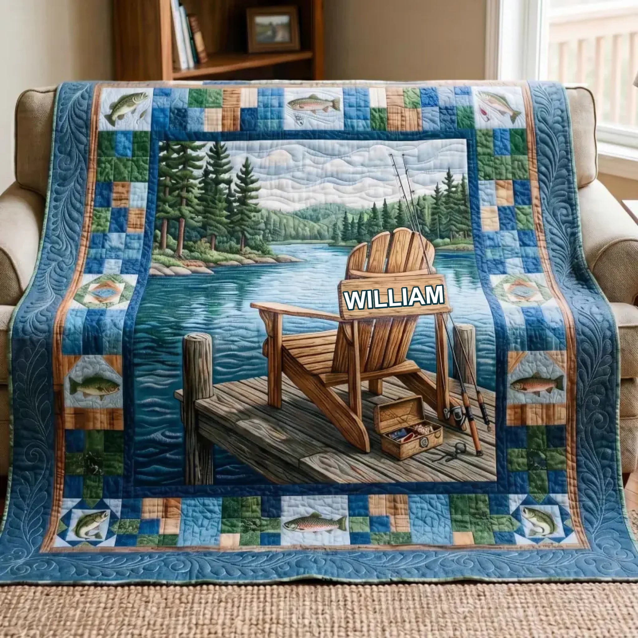 Lake Escape Personalized Quilted Blanket