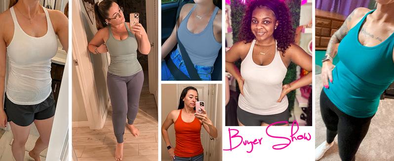 ATTRACO Ribbed Workout Tank Tops for Women with Built in Bra Tight Racerback Scoop Neck Athletic Top