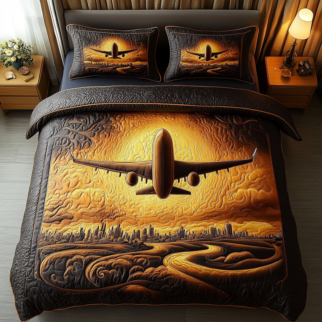 Adventure Airplane 3-Piece Quilted Bedding Set NCU0DDK127
