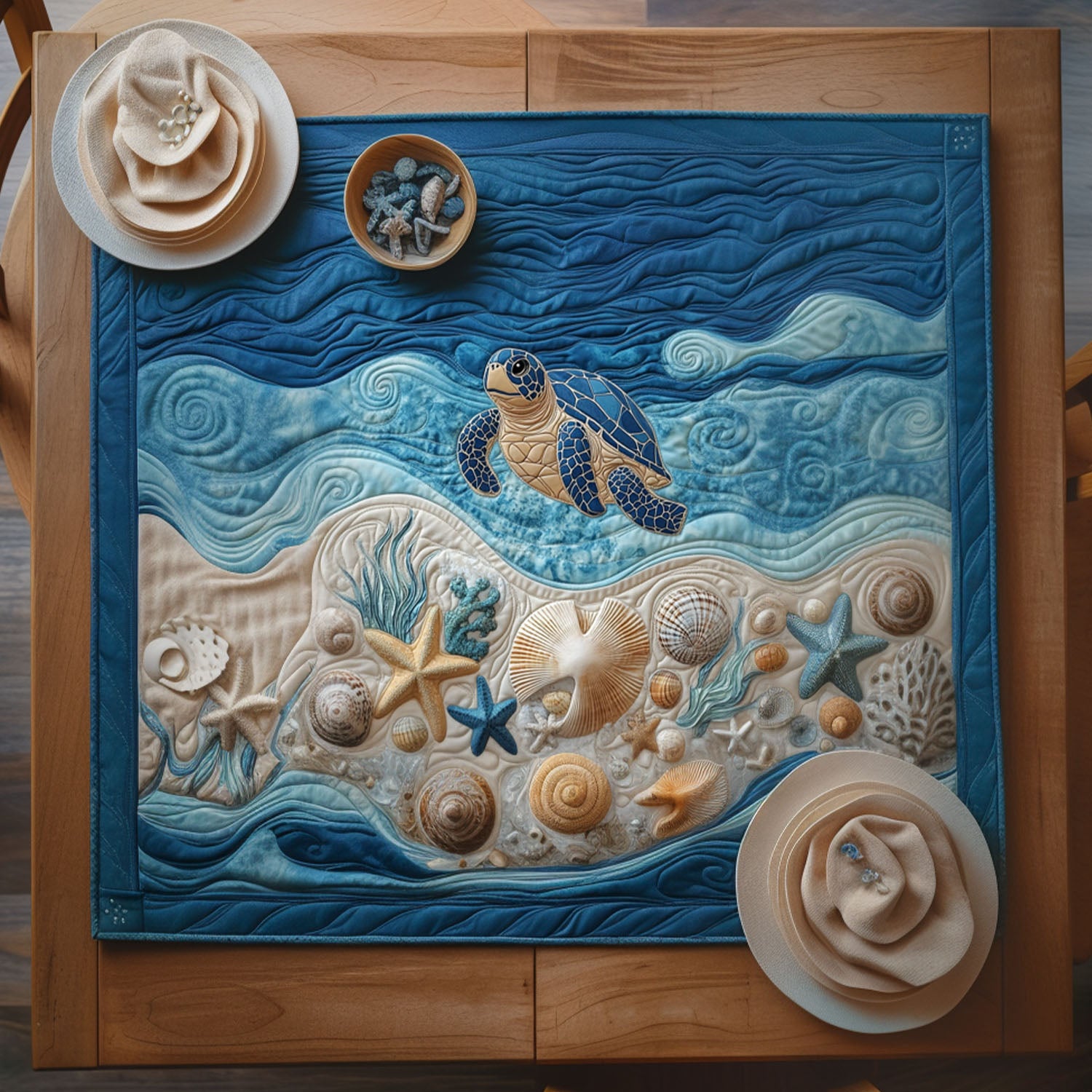 Aloha Turtle Quilted Table Topper NCU0PTT675