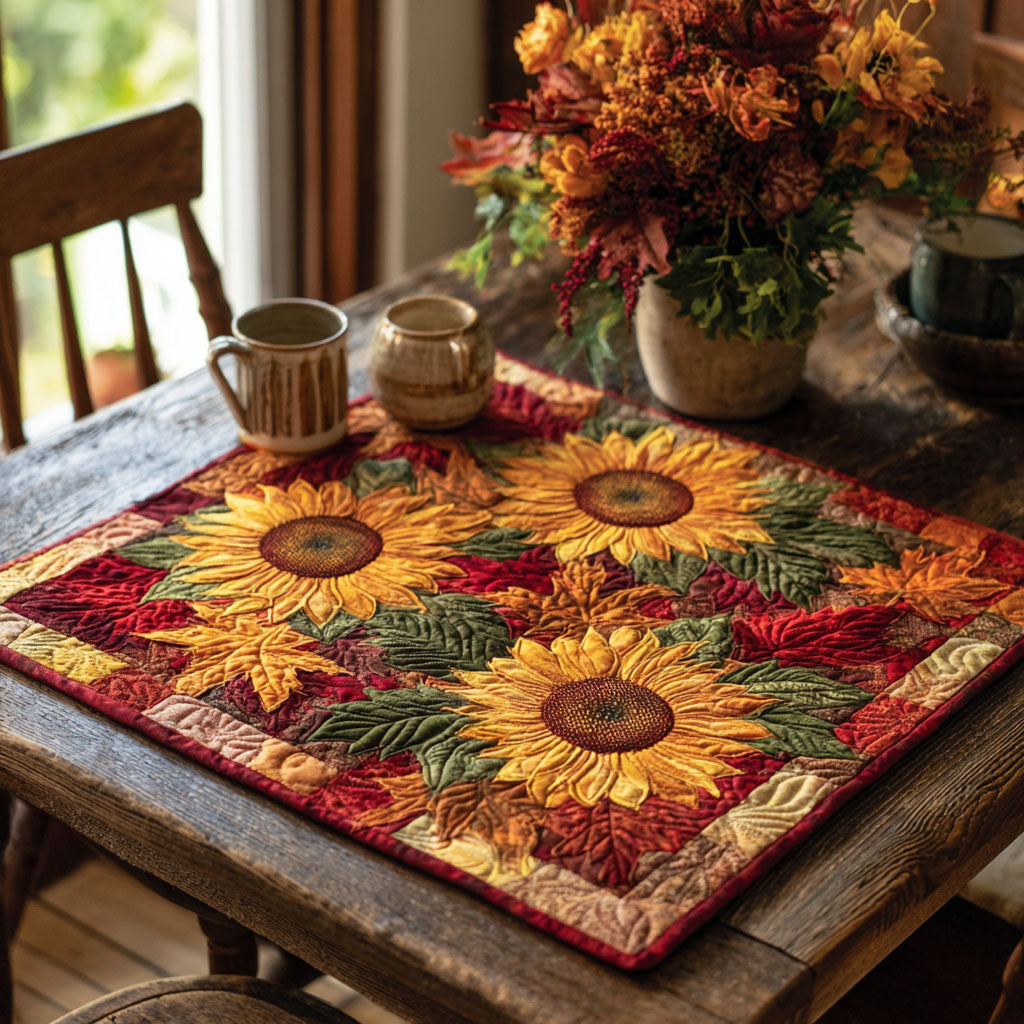 Amber Bloom Quilted Table Topper NCU0NTV280