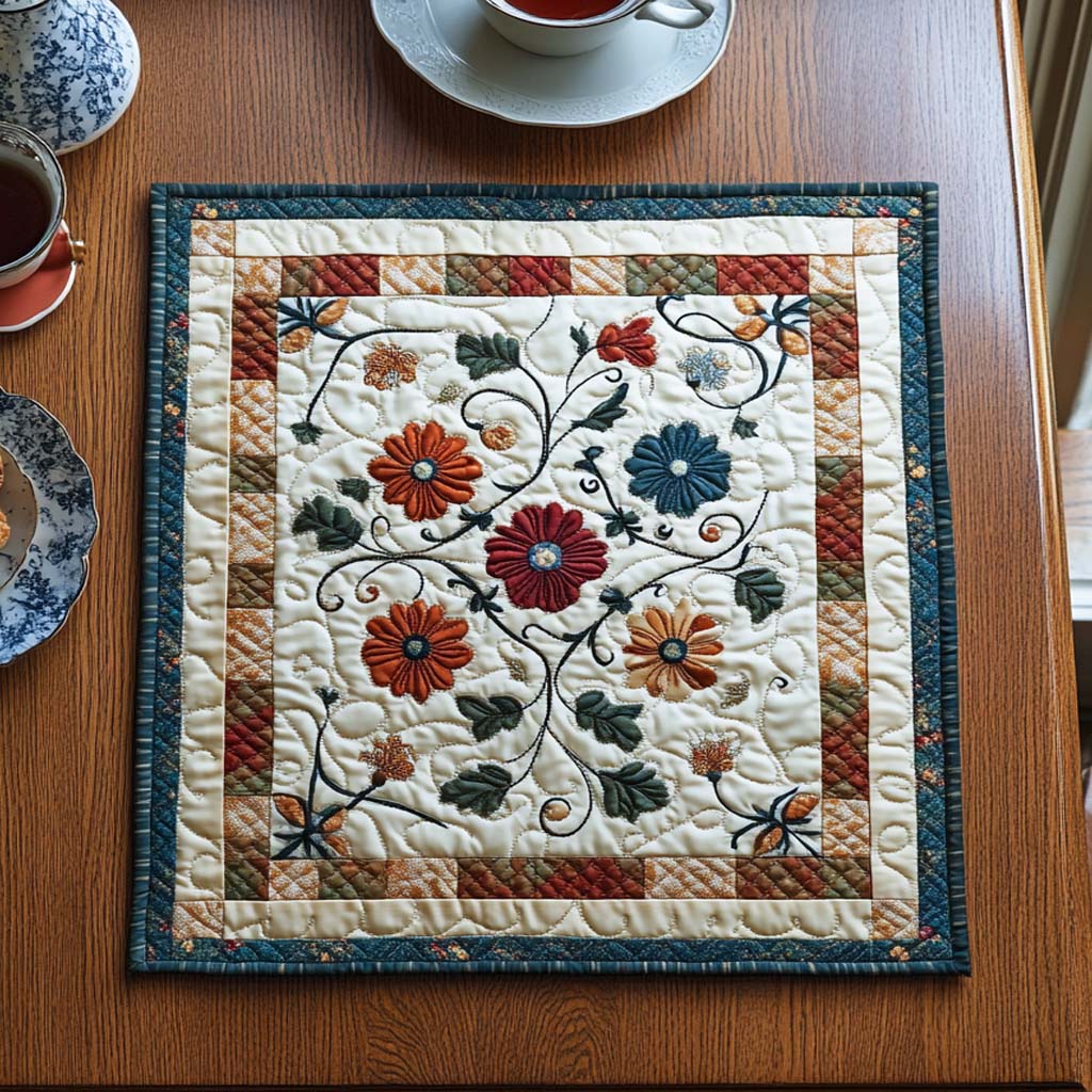 Amber Poppy Charm Quilted Table Topper NCU0NXD088