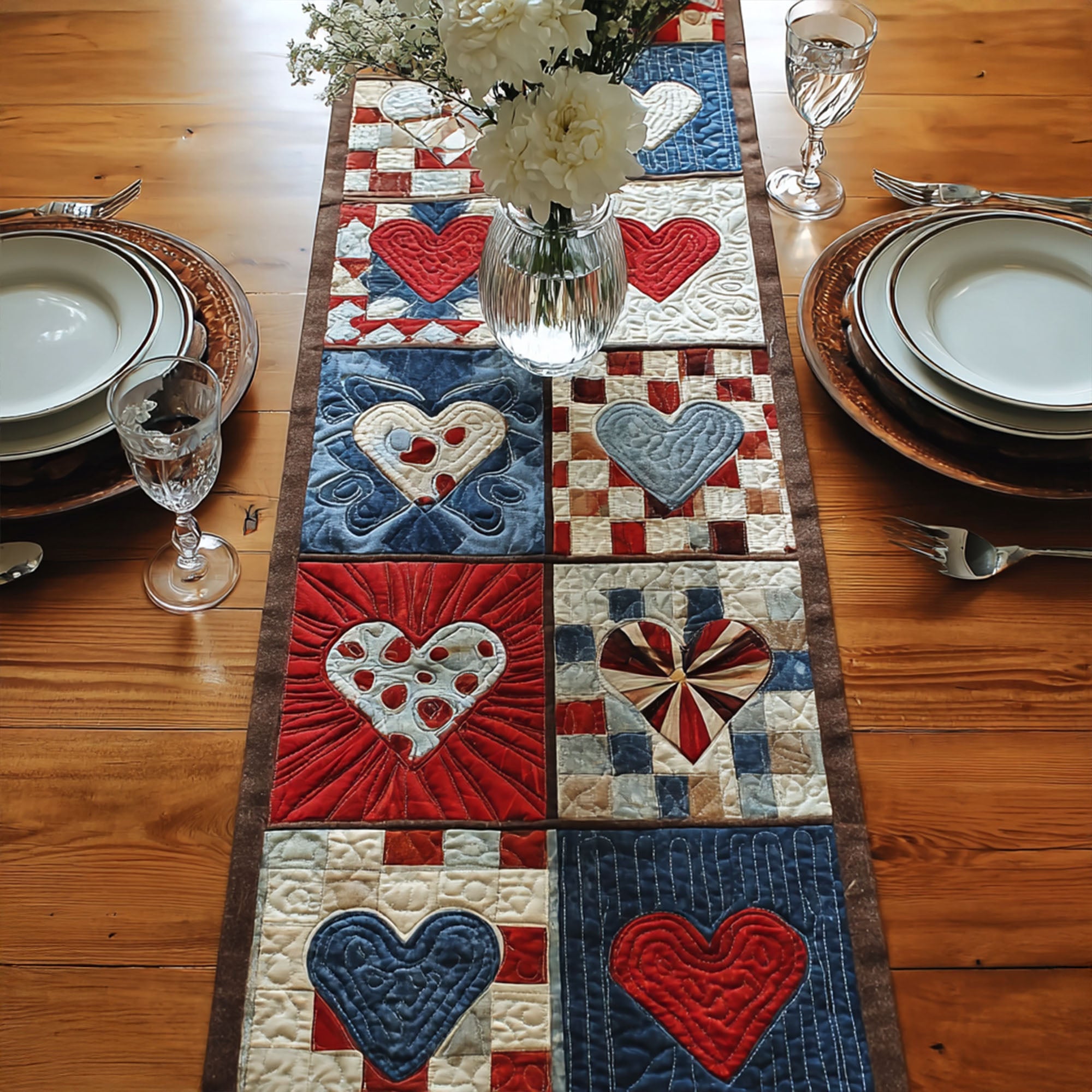 American Heartbeat Quilted Table Runner NCU0PTT591