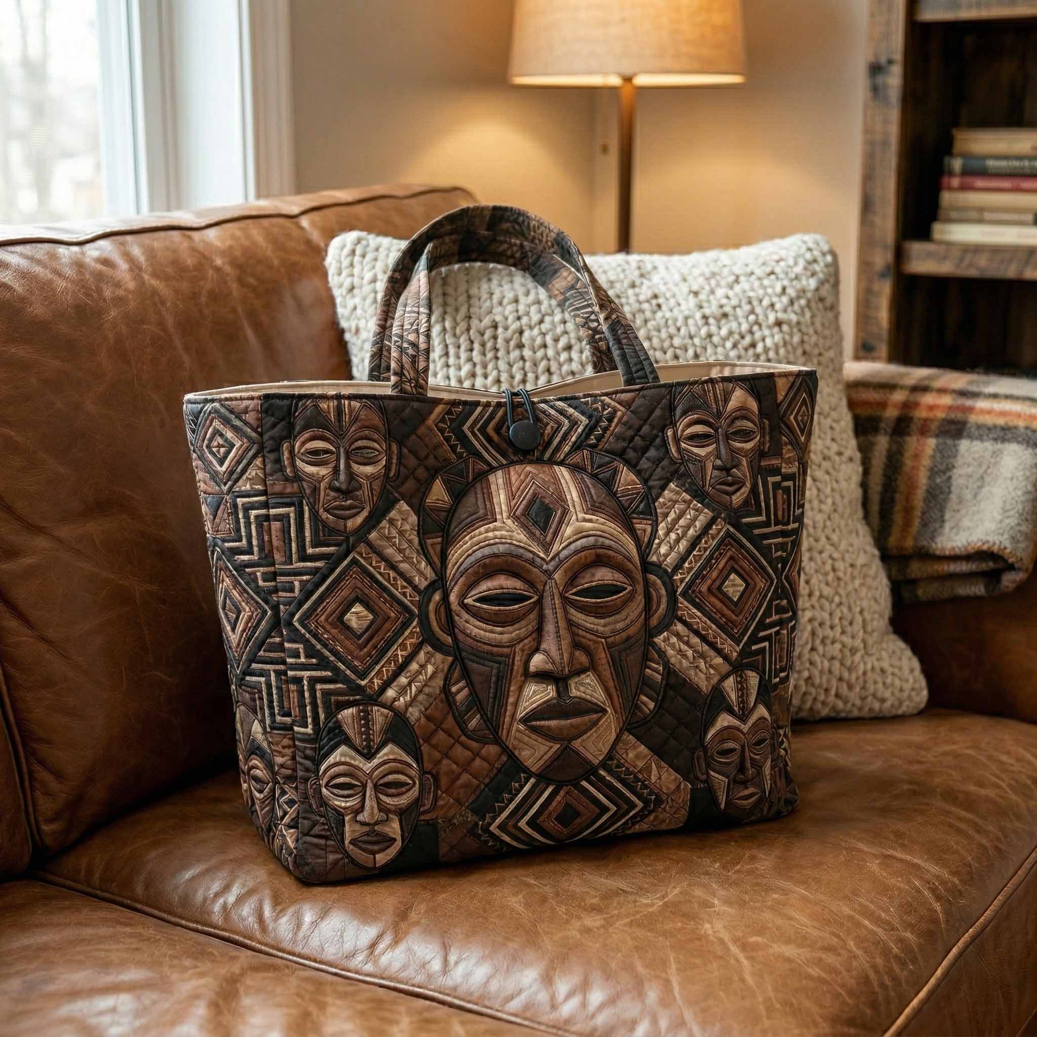 Ancestral Masks Quilted Classic Tote Bag NCU0NXD1822