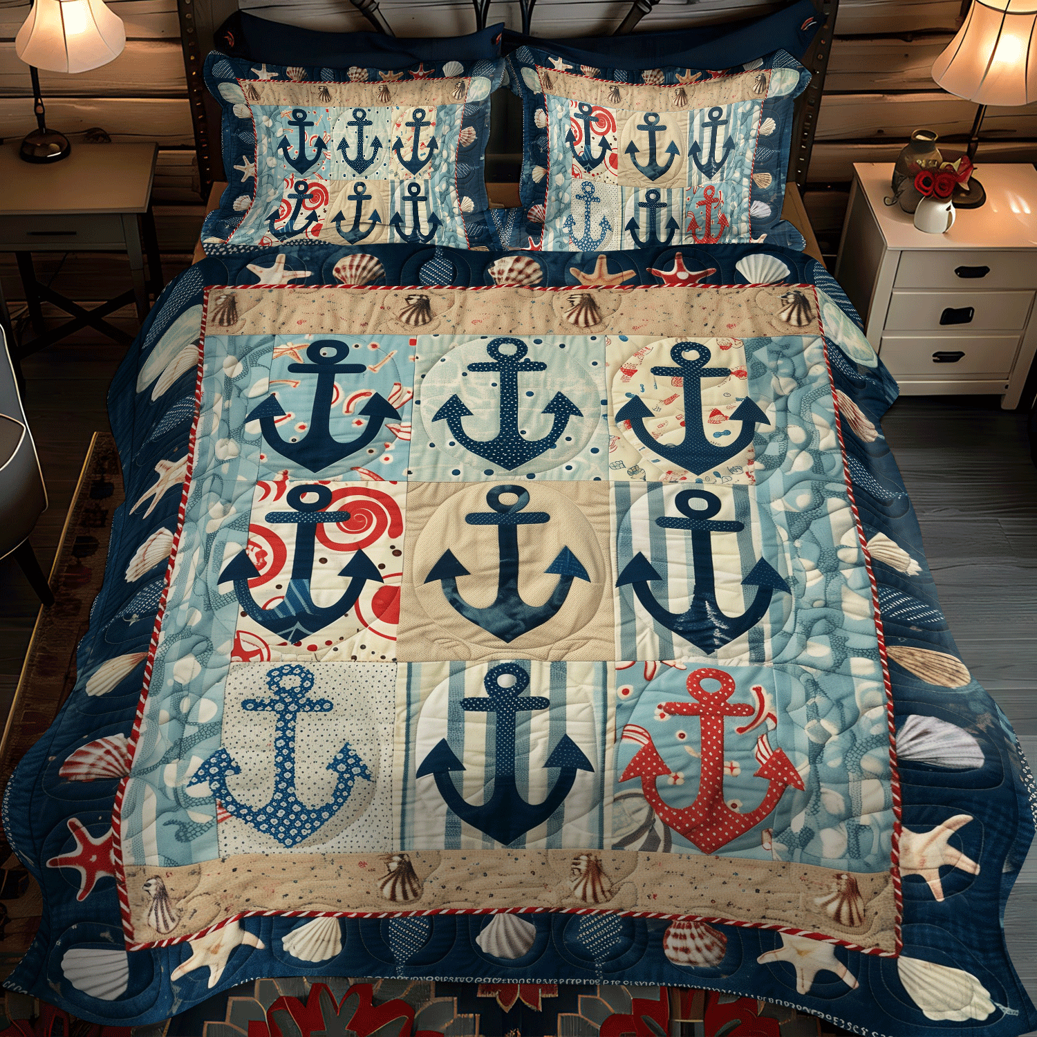 Anchor Bay 3-Piece Quilted Bedding Set NCU0TH1222