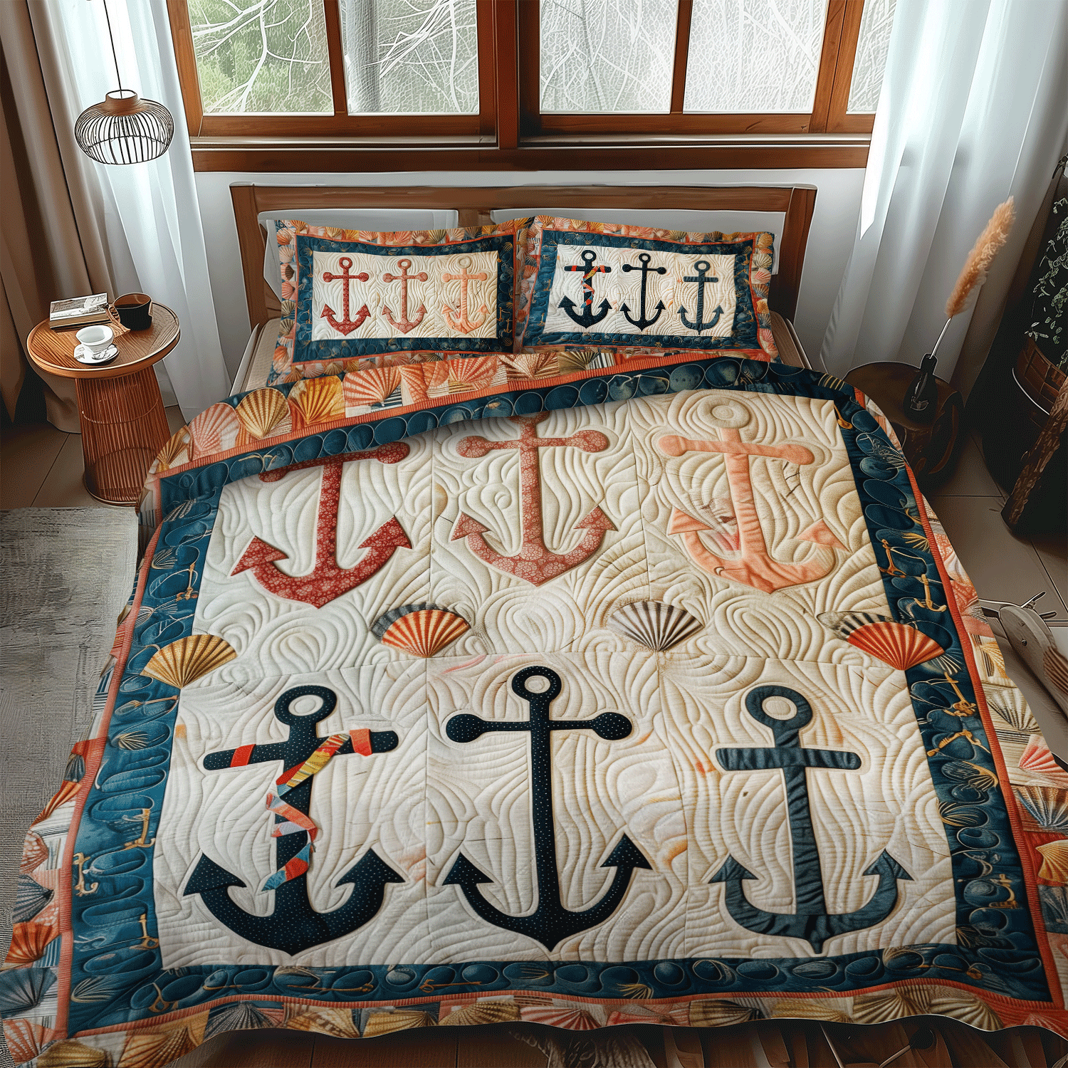 Anchor Haven 3-Piece Quilted Bedding Set NCU0TH1216