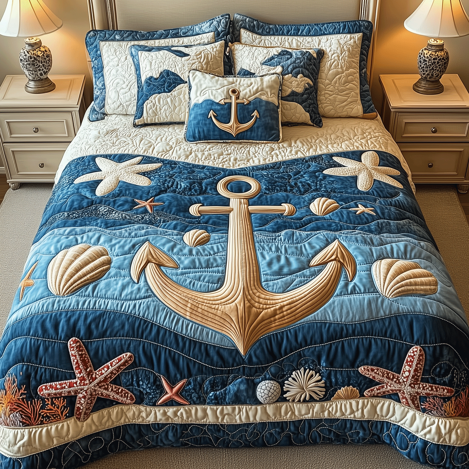 Anchor Haven 3-Piece Quilted Bedding Set NCU0TH2443