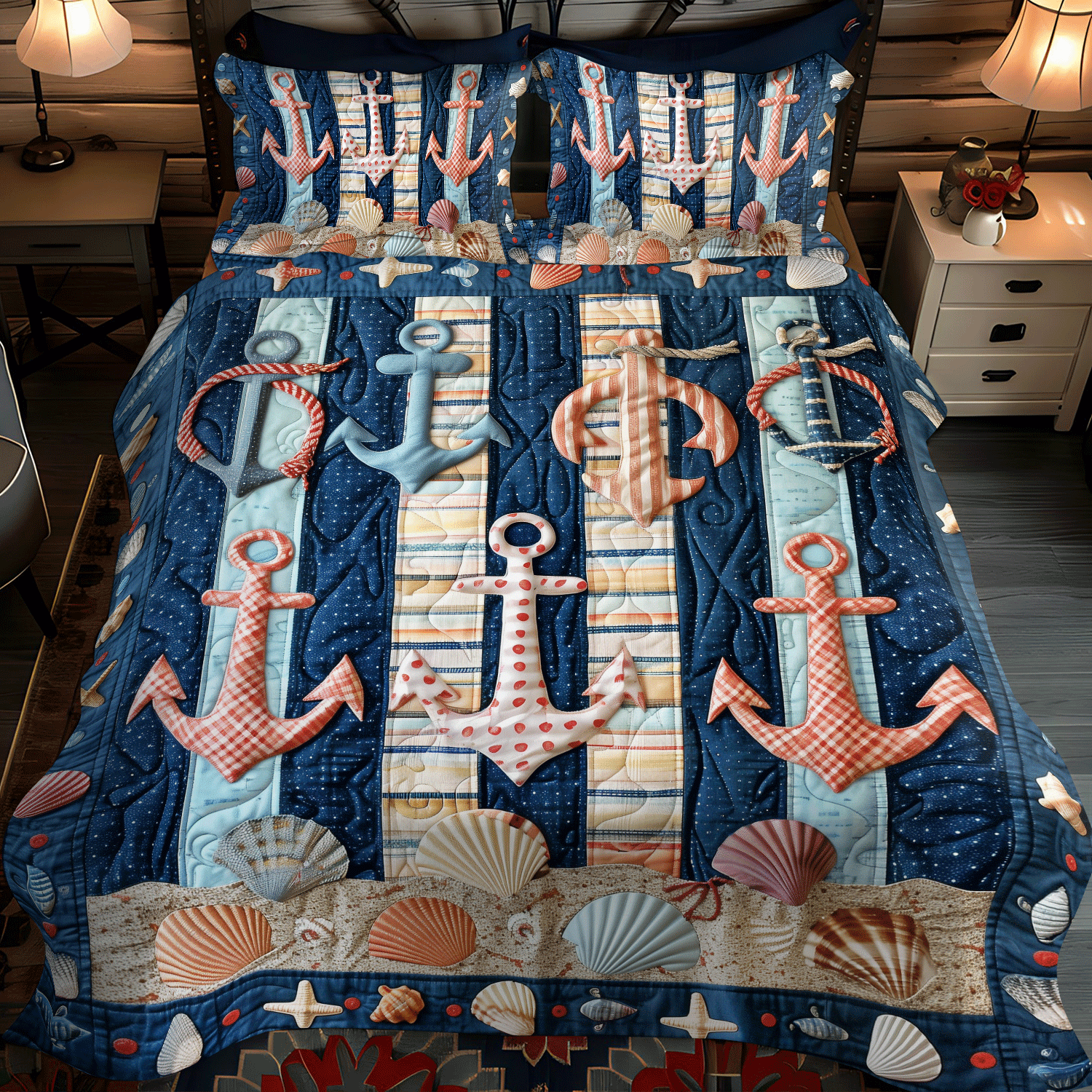 Anchored Bliss 3-Piece Quilted Bedding Set NCU0TH1228