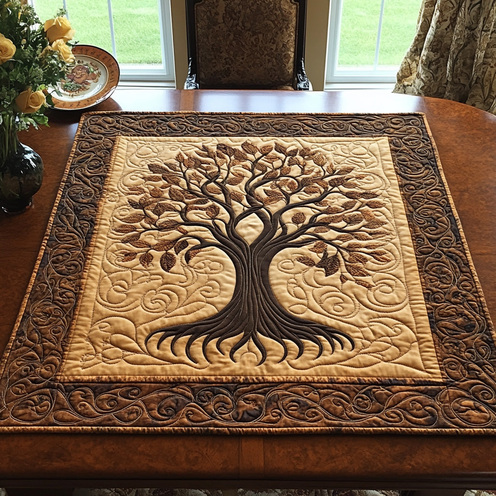 Ancient Bloom Quilted Table Topper NCU0DV603