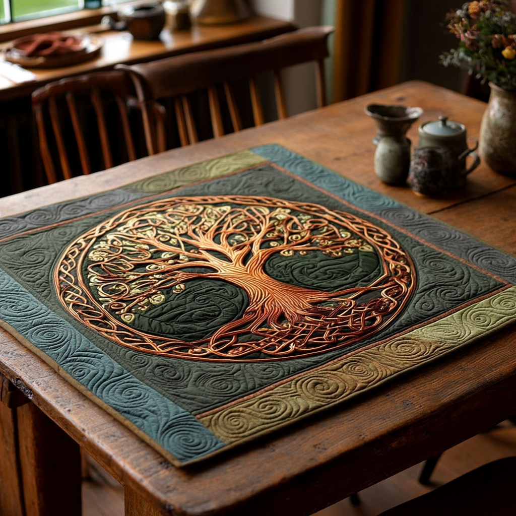 Ancient Bloom Quilted Table Topper NCU0TV578