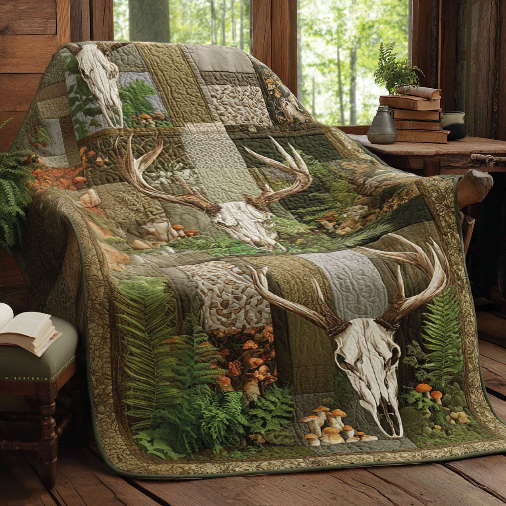 Antler Moss Forest Quilted Blanket NCU0PTT2364