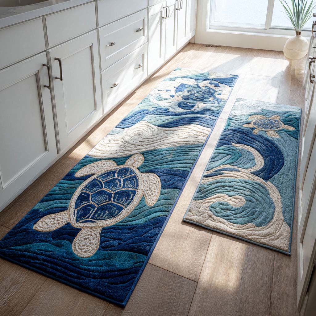 Aqua Calm Kitchen Area Rug NCU0PT10163