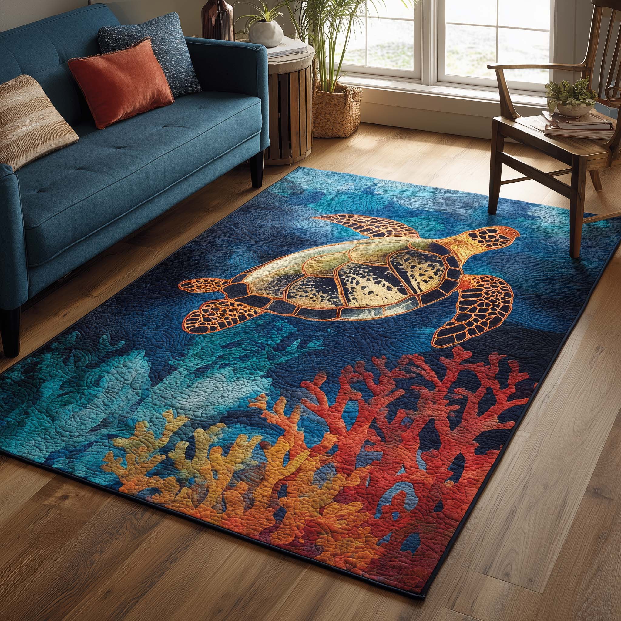 Aqua Turtle Area Rug NCU0NT10051