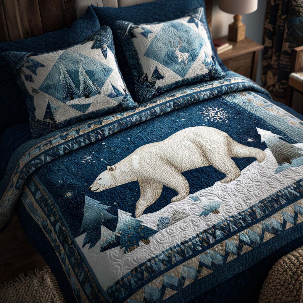 Arctic Bear 3-Piece Quilted Bedding Set NCU0NNT1714