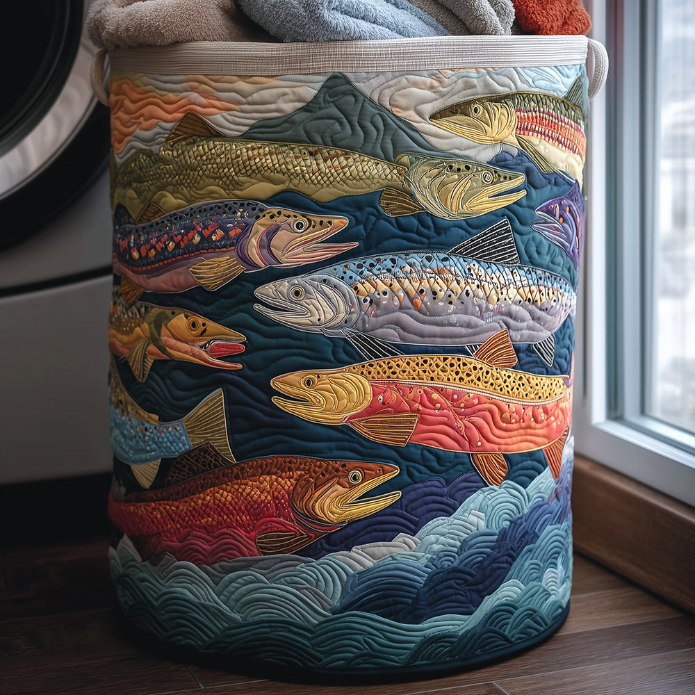 Artistic Fish Quilted Laundry Basket NCU0TH3032
