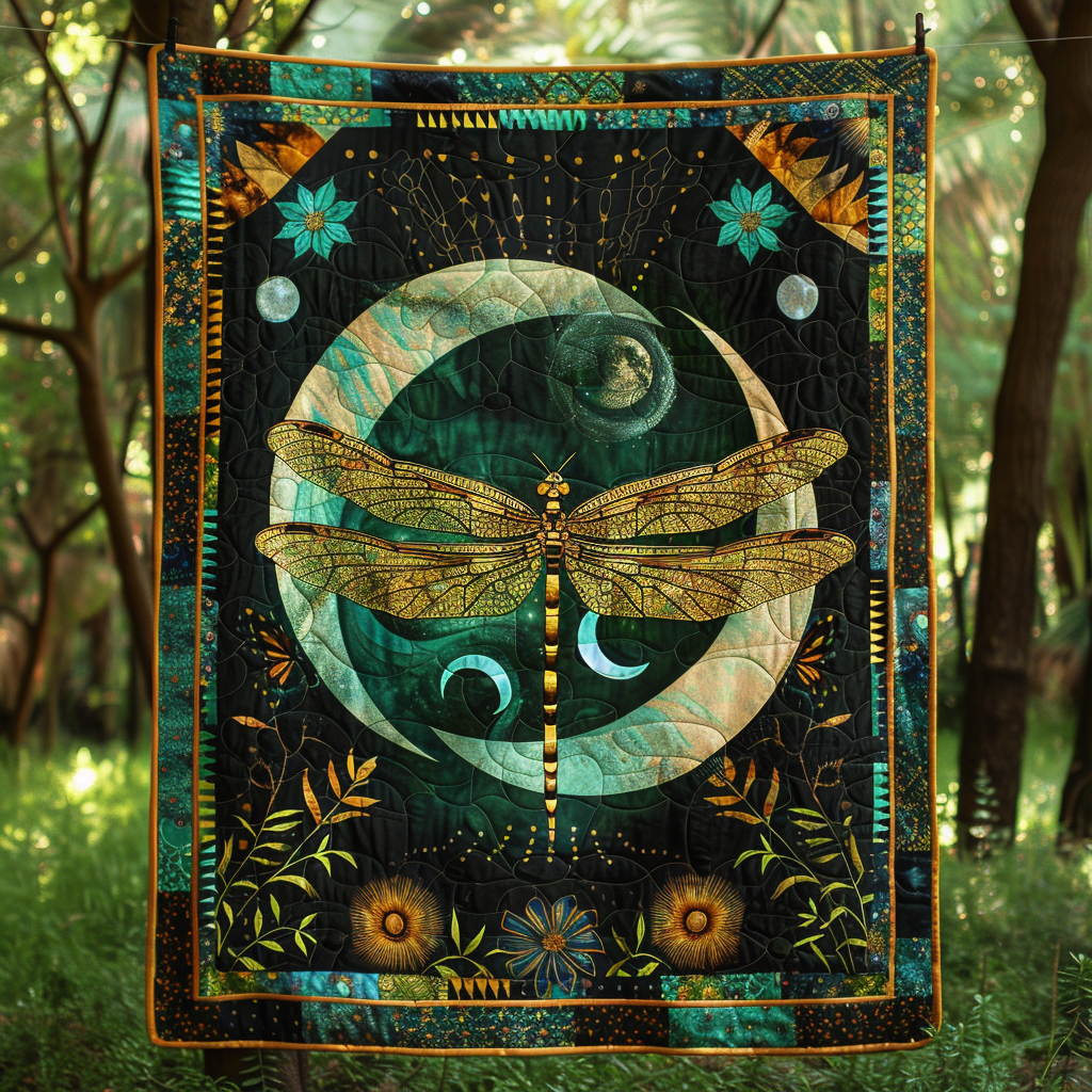 Aurora Spark Dragonfly Quilted Blanket NCU0PD372
